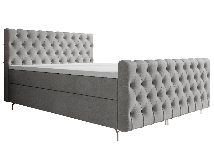 Manželská posteľ 160 cm Clinton Bonell (sivá) (s roštom, s úl. priestorom)