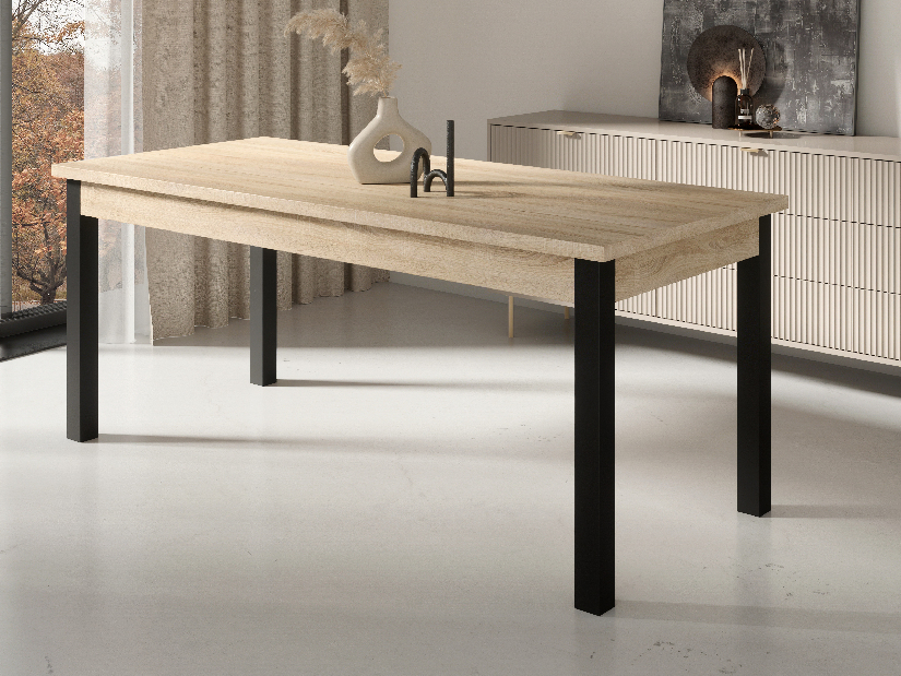 Jedálenský stôl Raviel80 (dub sonoma + čierna)