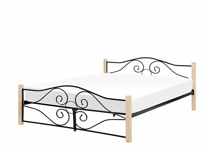 Manželská posteľ 180 cm FLANGE (s roštom) (čierna)