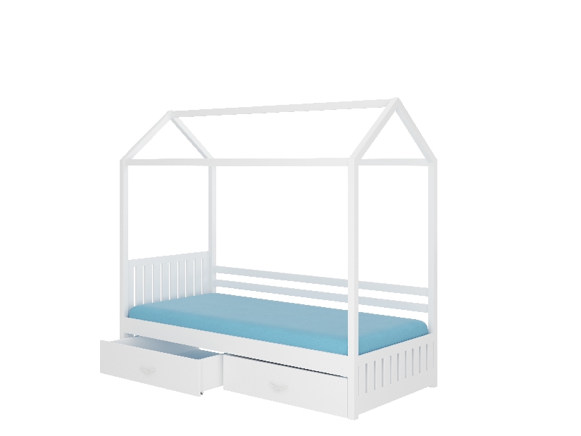 Detská posteľ 200x90 cm Rosie I (s roštom a matracom) (biela)