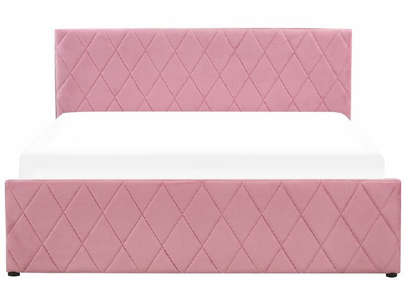 Manželská posteľ 160 cm Rhett (ružová) (s roštom a úložným priestorom)
