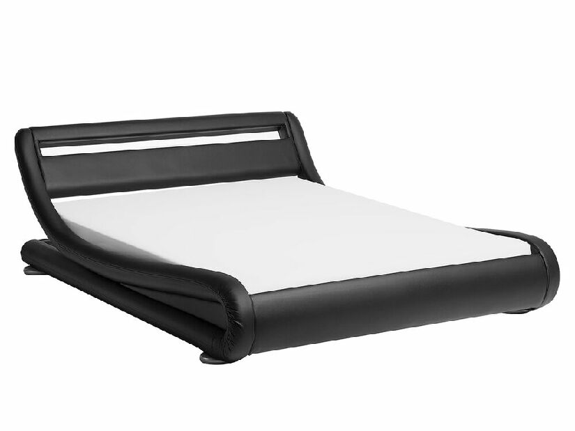 Manželská posteľ 160 cm AVENUE (s roštom a LED osvetlením) (čierna)