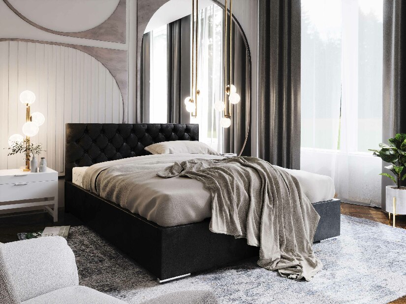 Manželská posteľ 160 cm Danita (čierna) (s roštom a úložným priestorom)