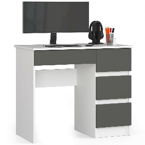 PC stolík Benicio II (biela + grafit sivý) (P)
