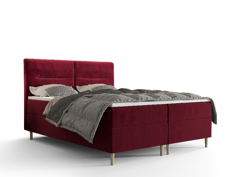 Manželská posteľ Boxspring 160 cm Saruta (bordová) (s matracom a úložným priestorom)