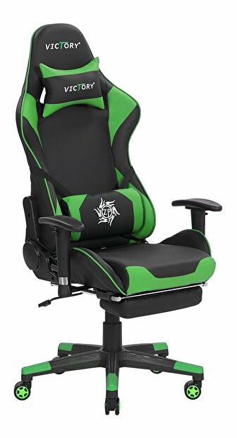 Kancelárska stolička VITTORE (syntetická koža) (čierna + zelená)