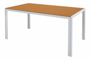 Záhradný stôl BONTO (biela oceľ + dub) (pre 4-6 osôb)