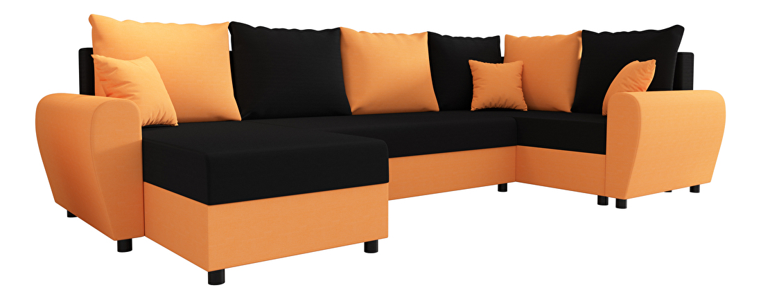 Rohová sedacia súprava Fleur Long (oranžová + čierna) (P)