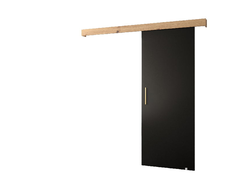 Posuvné dvere 90 cm Sharlene I (čierna matná + dub artisan + zlatá)