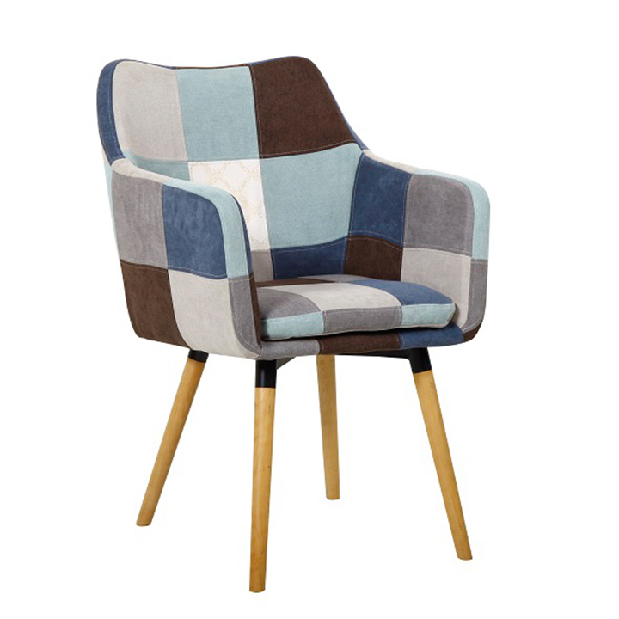 Jedálenská stolička Lardo (modrobéžový patchwork)