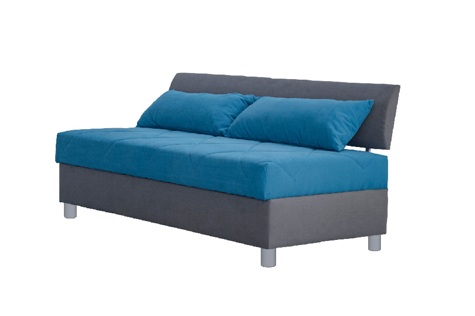 Jednolôžková posteľ (váľanda) 90 cm Blanár Roman (sivá + modrá) (s matracom z HR peny) (s úložným priestorom)