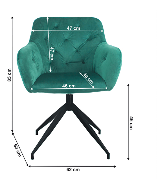 Otočná stolička Viata (zelená + čierna) 