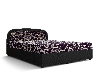 Manželská posteľ  Boxspring 160 cm Brick (tmavohnedá + vzor kvet) (s matracom a úložným priestorom)