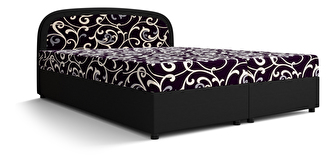 Manželská posteľ  Boxspring 140 cm Brick (tmavohnedá + vzor kvet) (s matracom a úložným priestorom)