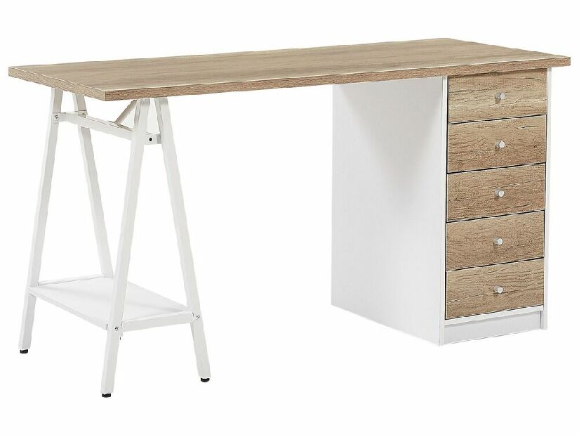 PC stolík HARBE (svetlé drevo + biela)