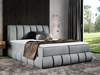 Manželská posteľ 180 cm Guliver (sivá ) (s roštom, matracom a úl. priestorom)