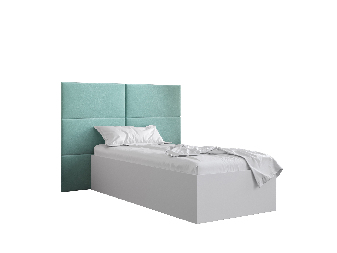 Jednolôžková posteľ s čalúneným čelom 90 cm Brittany 2 (biela matná + mätová) (s roštom)
