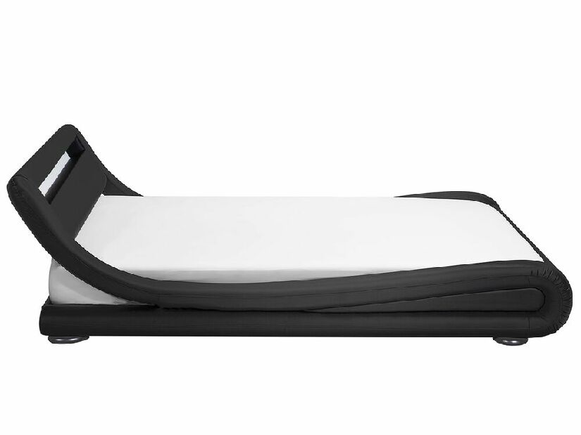 Manželská posteľ 140 cm AVENUE (s roštom a LED osvetlením) (čierna)