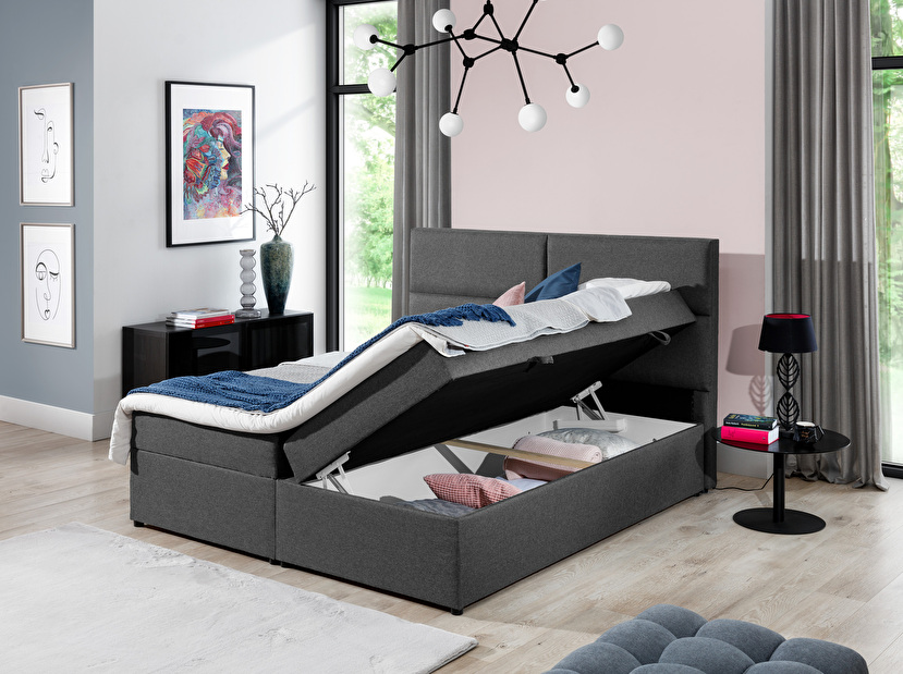 Manželská posteľ Boxspring 180 cm Amebra (sivá) (s matracmi a úl. priestorom)