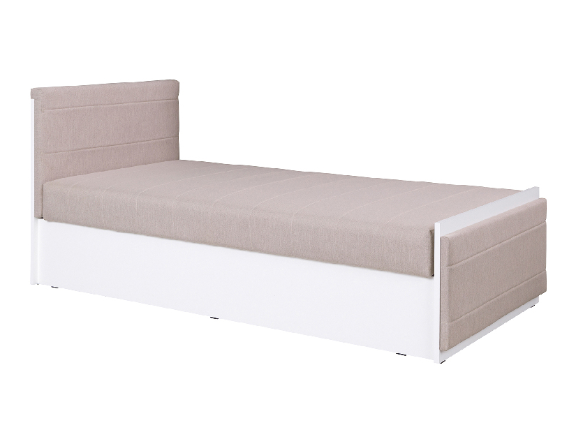 Jednolôžková posteľ 90 cm Iweta P (biela matná + béžová) (s roštom a matracom)