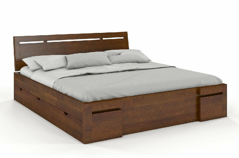 Manželská posteľ 180 cm Naturlig Bokeskogen High Drawers (borovica)