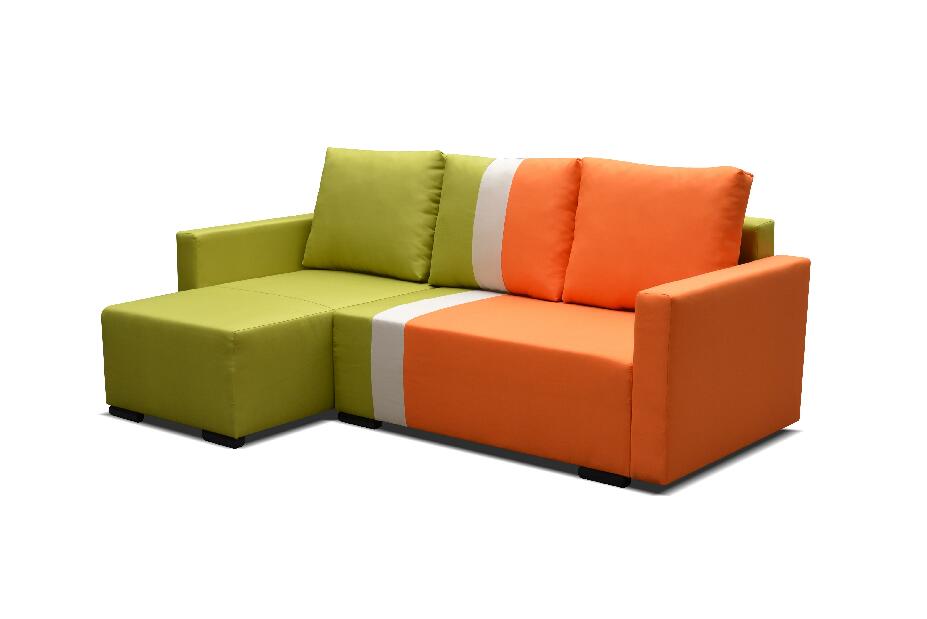 Rohová sedačka Erin (zelená + oranžová) (L)
