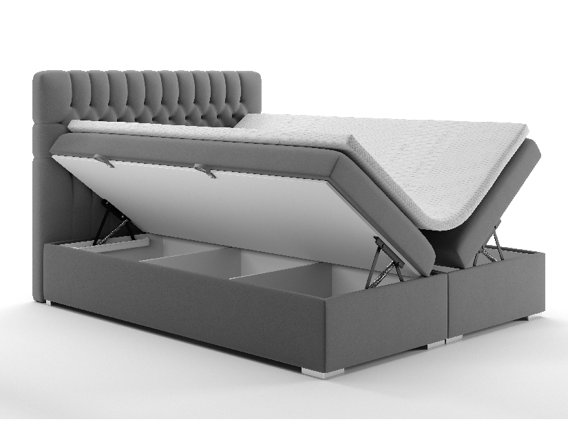 Manželská posteľ Boxspring 160 cm Daliny (sivá) (s úložným priestorom)