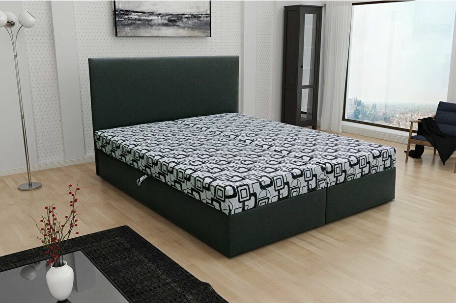 Manželská posteľ 180 cm Trachalio (s matracom) (čierna) *výpredaj