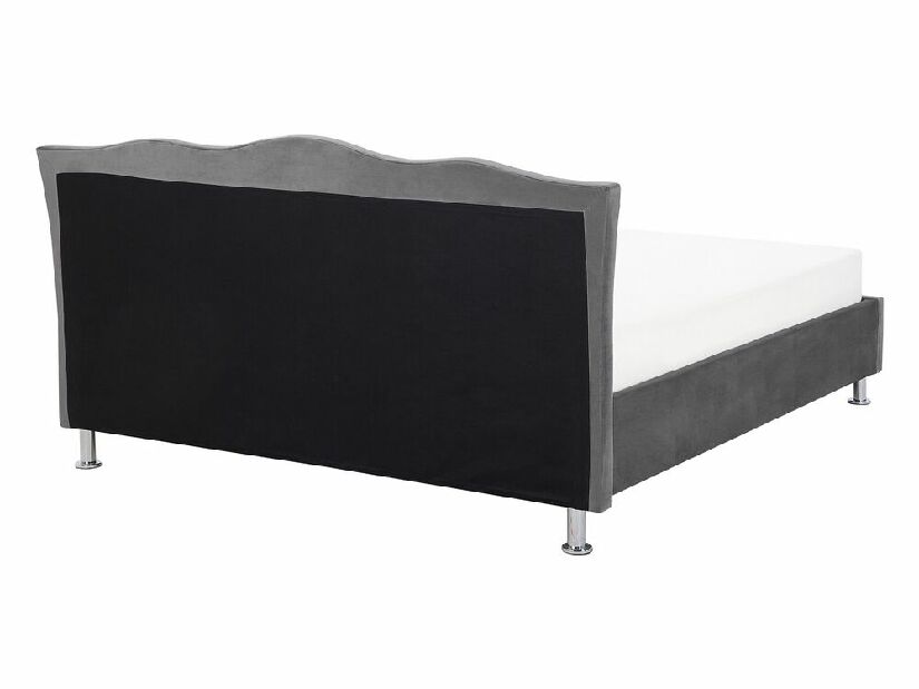 Manželská posteľ 140 cm MATH (s roštom) (tmavosivá zamatová)