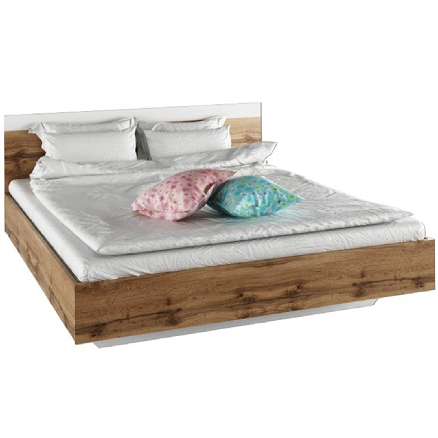 Manželská posteľ 180 cm Gaila (dub wotan + biela) *výpredaj