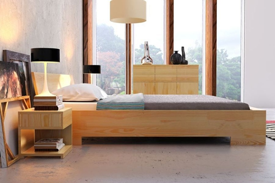 Manželská posteľ 160 cm Naturlig Lekanger High (borovica) (s roštom)