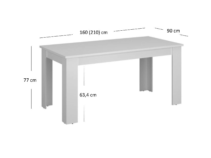 Rozkladací jedálenský stôl Ethan (biela) (pre 6 až 8 osôb)
