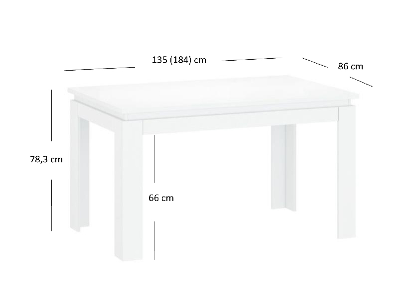 Rozkladací jedálenský stôl Leona (biela) (pre 4 až 6 osôb)