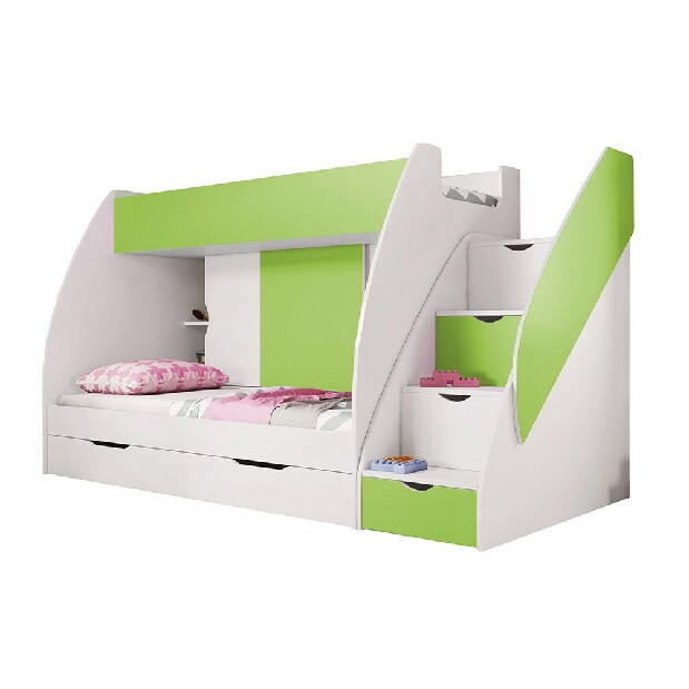 Poschodová posteľ 80 cm Mareus (zelená) (s roštom)