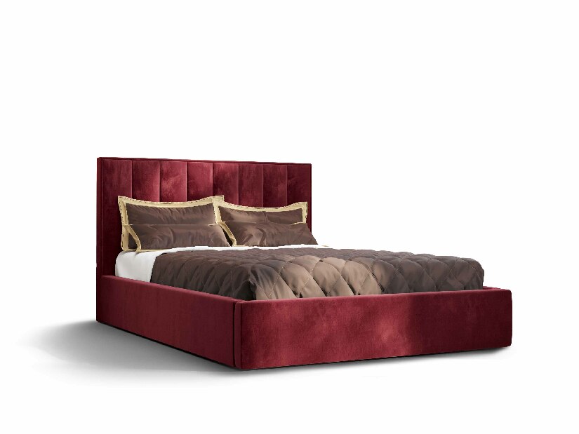 Manželská posteľ 160 cm Ocie (bordová) (s roštom a úložným priestorom)