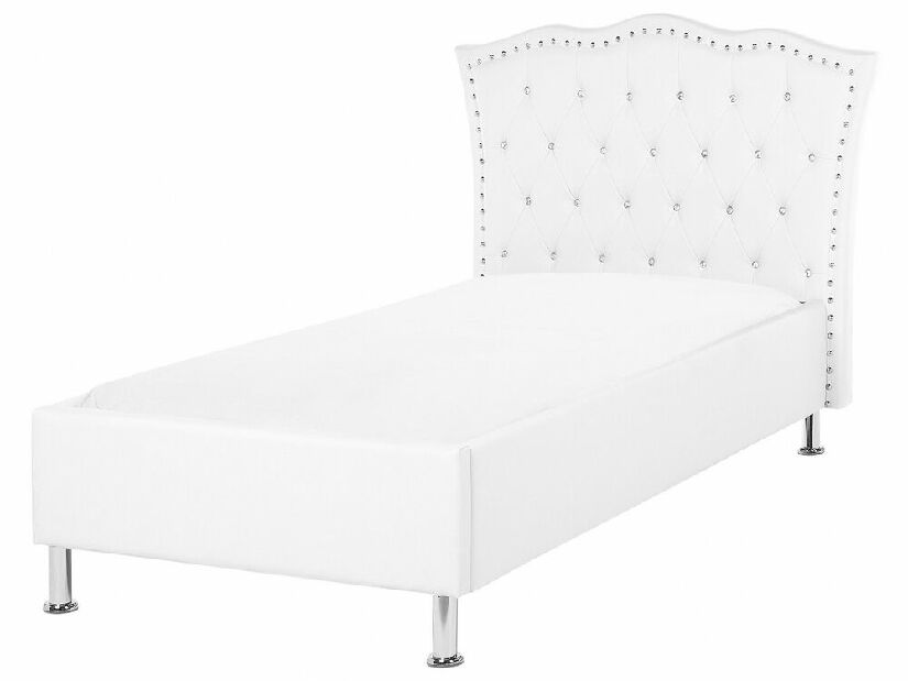 Jednolôžková posteľ 90 cm MATH (s roštom) (biela)