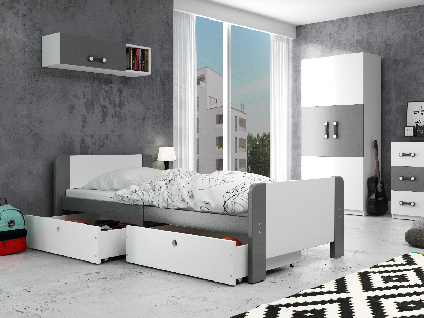 Jednolôžková posteľ 80 cm Aria (grafit + biela)