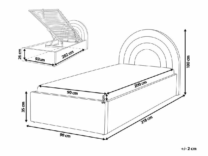 Jednolôžková posteľ 90 cm Annesile (béžová) (s roštom) (s úl. priestorom)