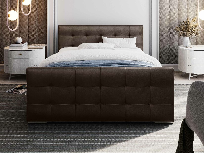Manželská posteľ 180 cm Billie (hnedá) (s roštom a úložným priestorom)