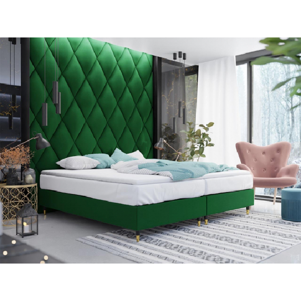 Manželská posteľ 160 cm Baza Gold II (zelená) *výpredaj