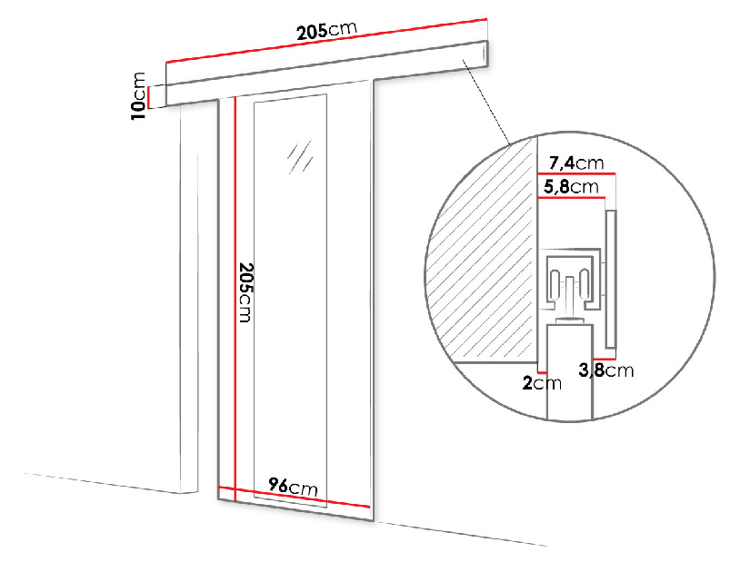 Interiérové posuvné dvere IV (dub sonoma + zrkadlo)