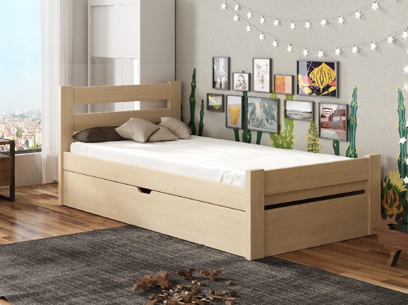 Detská posteľ 80 x 180 cm Nia (s roštom a úl. priestorom) (borovica)