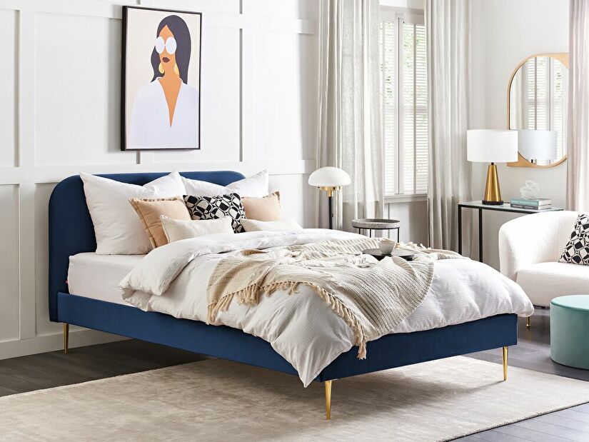 Manželská posteľ 160 cm Faris (modrá) (s roštom)