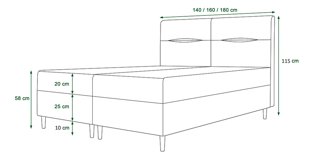 Manželská posteľ Boxspring 160 cm Saruta (bordová) (s matracom a úložným priestorom)