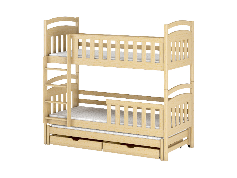 Detská posteľ 90 x 190 cm VIOLA (s roštom a úl. priestorom) (borovica)