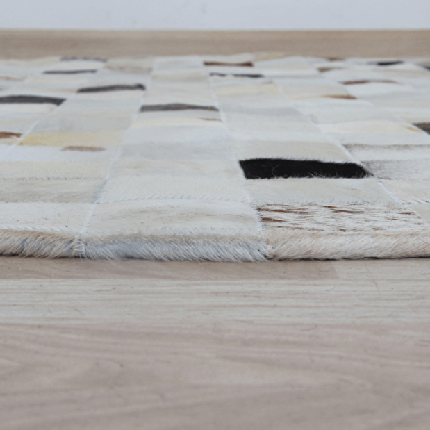 Kožený koberec 200x200 cm Kazuko TYP 10 (hovädzia koža + vzor patchwork)