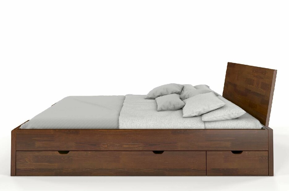 Manželská posteľ 180 cm Naturlig Blomst High Drawers (borovica) (s roštom)