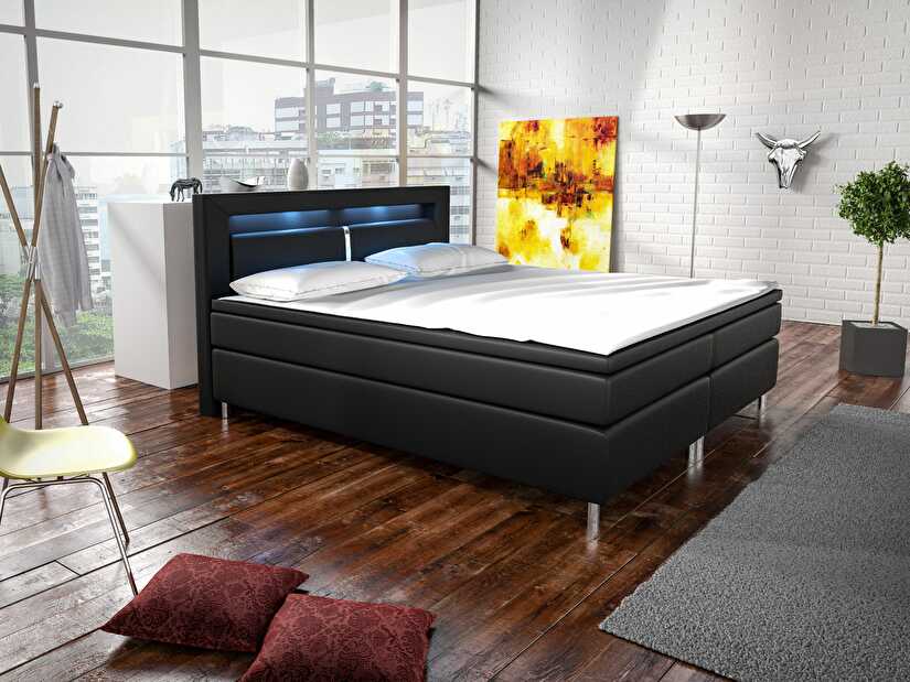 Manželská posteľ Boxspring 160 cm Marilia I (čierna) (s matracmi) *výpredaj