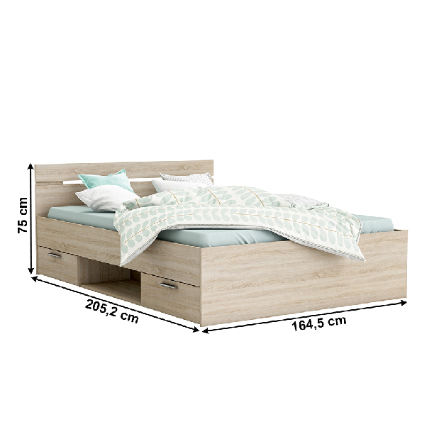 Manželská posteľ 160 cm Myriam (dub sonoma) (bez matraca a roštu)
