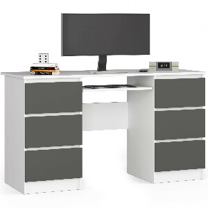 PC stolík Behati (biela + grafit sivý)